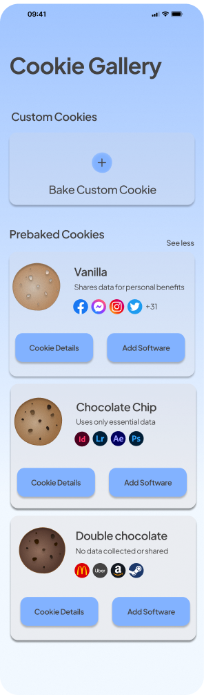 Early version of the Cookie Gallery with photographic cookie thumbnails