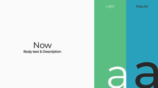 Now typeface sample, body text and description style